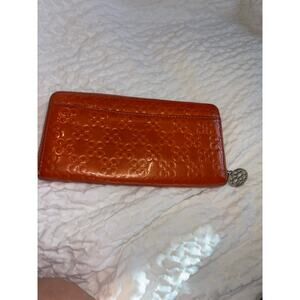 Coach Orange Patent Leather Zip Wallet